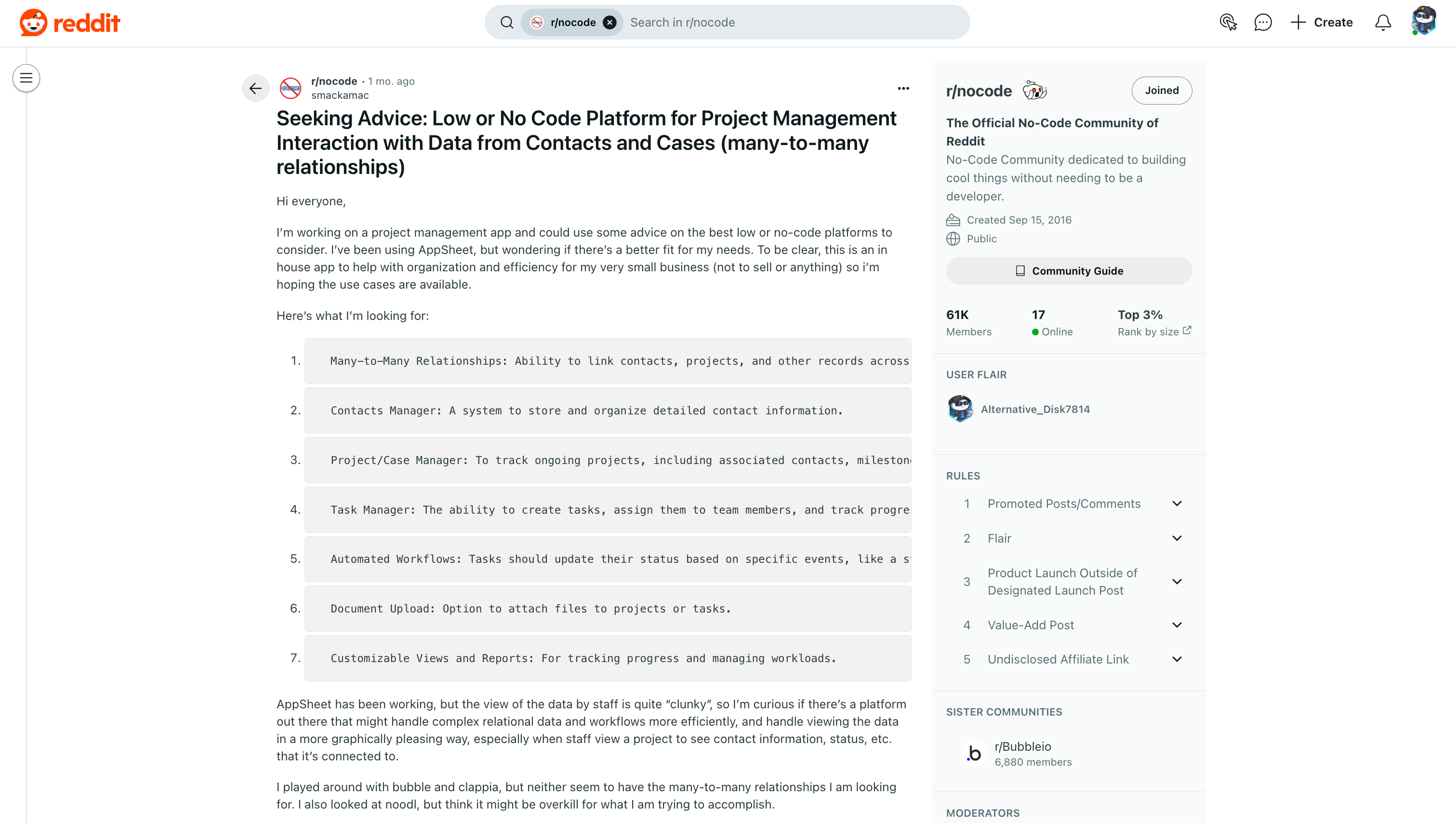 I’m looking for a low/no-code platform for project management.png